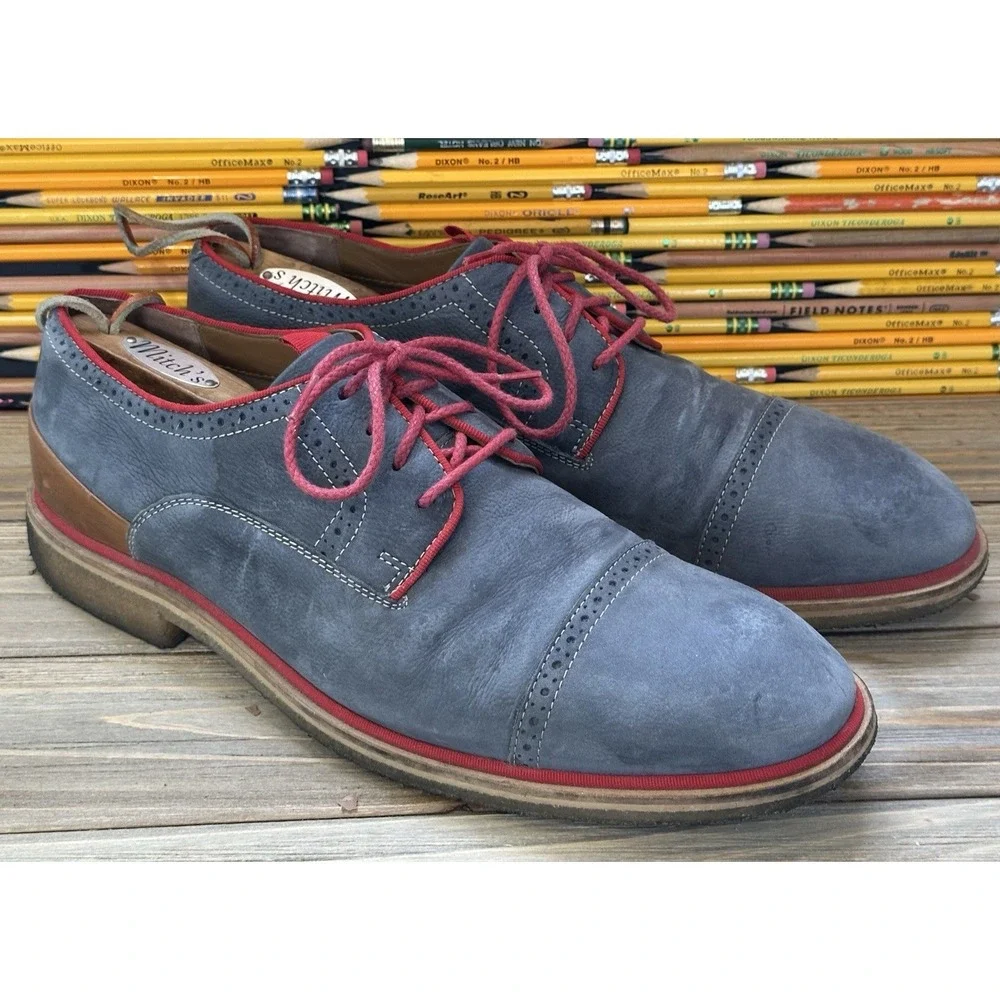 Johnston Murphy Leather Blue Shoes Business Men's Sz 12 M Preppy Career